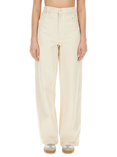 Max Mara Logo Patch Wide-leg Jeans In White