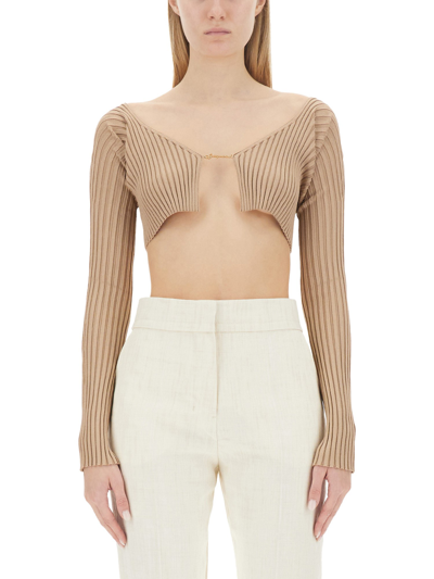 Jacquemus La Maille Pralu Cardigan In Beige