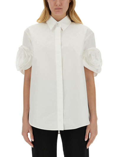 Shop Valentino Compact Poplin Shirt In White