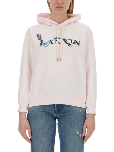 Shop Lanvin Sweatshirt With Print In Pink