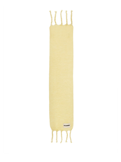 Shop Jil Sander Long Scarf With Logo In Yellow