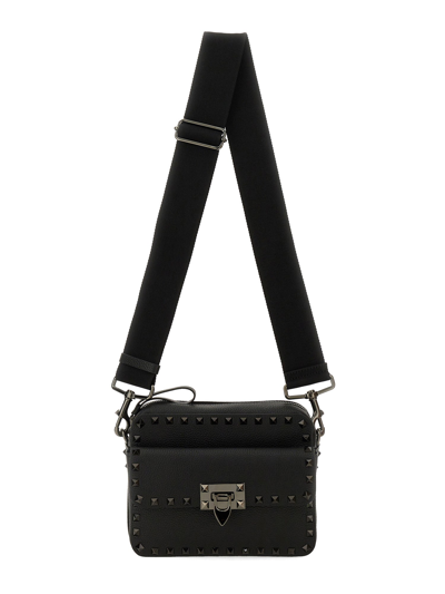 Shop Valentino "rockstud" Shoulder Bag In Black