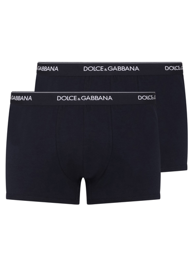 Shop Dolce & Gabbana Pack Of Two Boxers In Blue