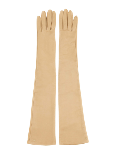 Shop Max Mara Long Gloves. In Beige