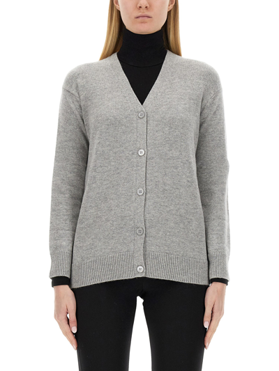 S Max Mara V-neck Long-sleeved Cardigan In Grey