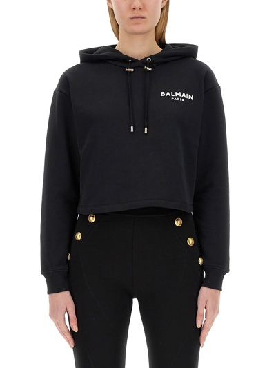 Shop Balmain Hoodie In Black