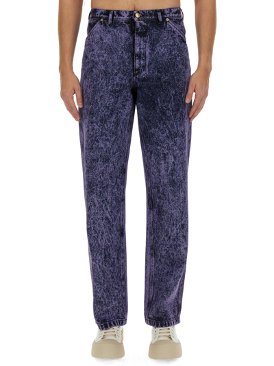 Shop Marni Marbled Effect Jeans In Blue