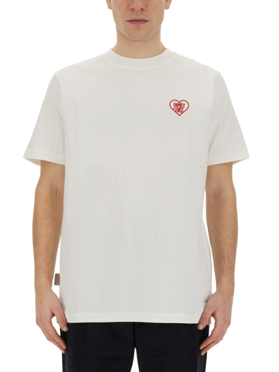 Shop Family First T-shirt With Heart Embroidery In White