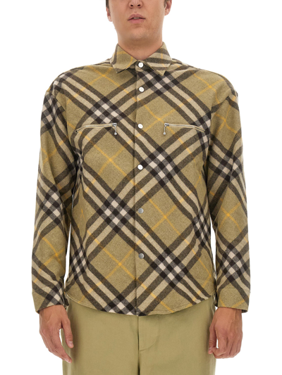 Burberry Wool Blend Overshirt In Neutrals