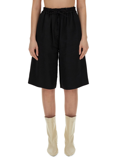 Jil Sander Wide Leg Bermuda Shorts In Black