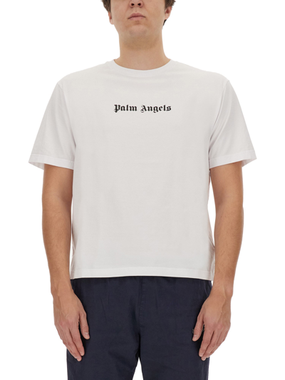 Shop Palm Angels T-shirt With Logo In White