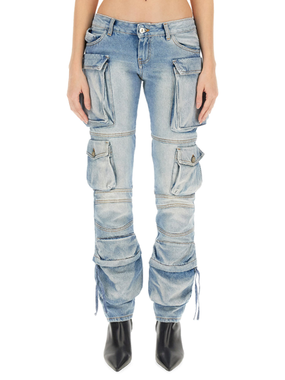 Shop Attico Cargo Jeans In Denim