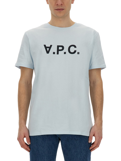 Shop Apc T-shirt With Logo In Azure