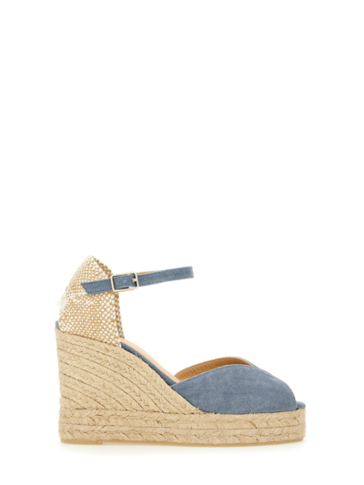 Castaã±er Light Blue Ankle Strap Wedge Espadrilles In Blue