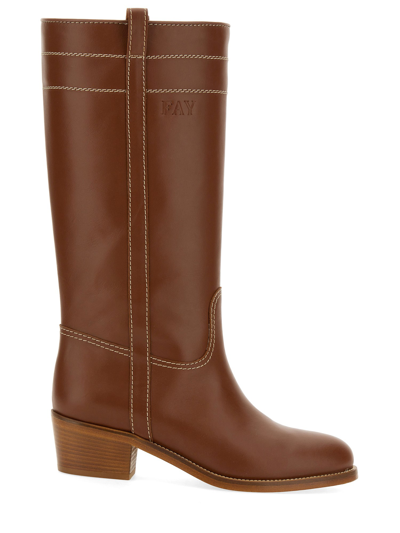 Shop Fay Leather Boot In Brown