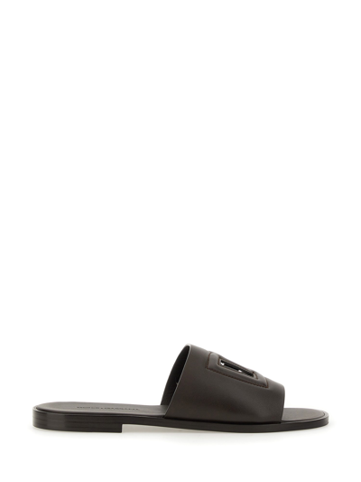 Shop Dolce & Gabbana Sandal With Logo In Brown