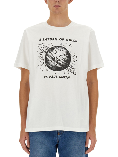 Shop Ps By Paul Smith "saturn" T-shirt In White