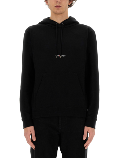 Shop Saint Laurent Sweatshirt With Logo Print In Black