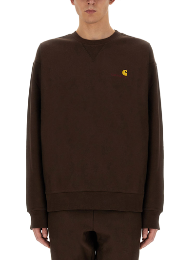 Shop Carhartt Sweatshirt With Logo In Brown