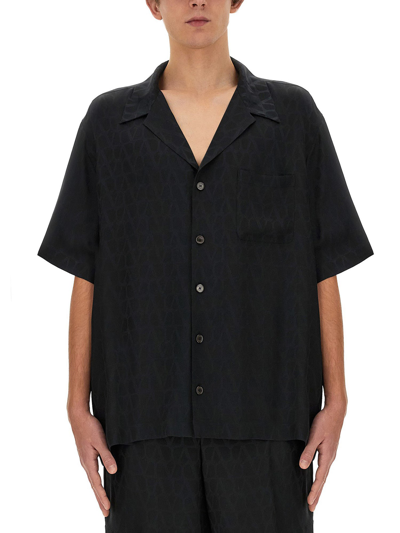 Shop Valentino Bowling Shirt With Iconographe Toile Pattern In Black