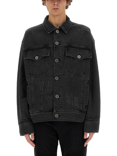 Shop Balmain Denim Jacket In Black