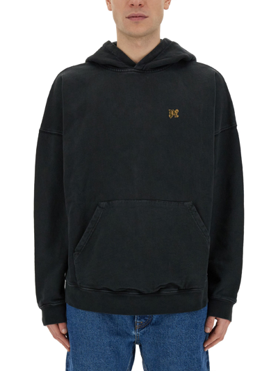 Shop Palm Angels "burning Monogram" Print Sweatshirt In Black