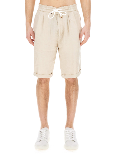 Shop Brunello Cucinelli Linen Bermuda Shorts In Ivory