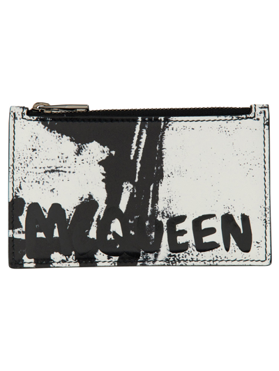 Shop Alexander Mcqueen Card Holder With Logo In Black