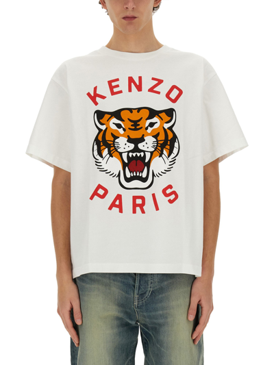 Shop Kenzo "lucky Tiger" T-shirt In White