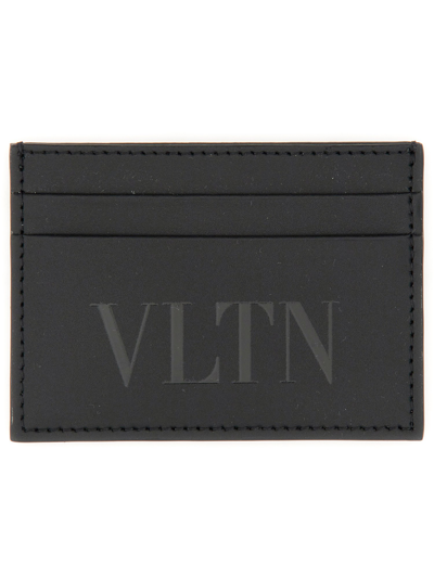 Shop Valentino Card Holder "vltn" In Black