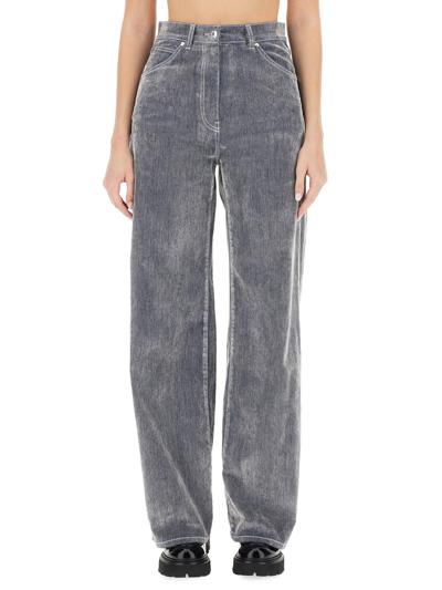 Shop Msgm Denim Pants In Grey