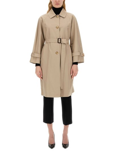 Shop Max Mara Single-breasted Trench Coat "the Cube" In Beige