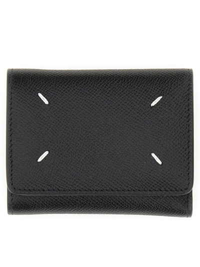 Shop Maison Margiela Wallet With Four Seams In Black