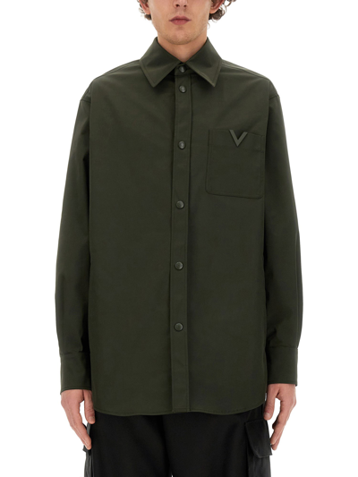 Shop Valentino Nylon Shirt Jacket In Green