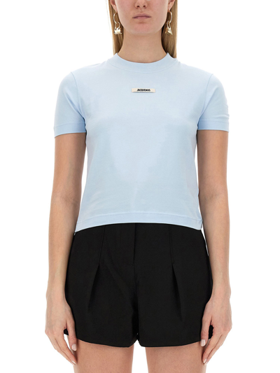 Shop Jacquemus T-shirt With Logo In Azure