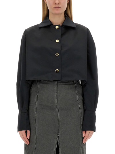 Patou Jacket Cropped Length Gold Buttons In Black