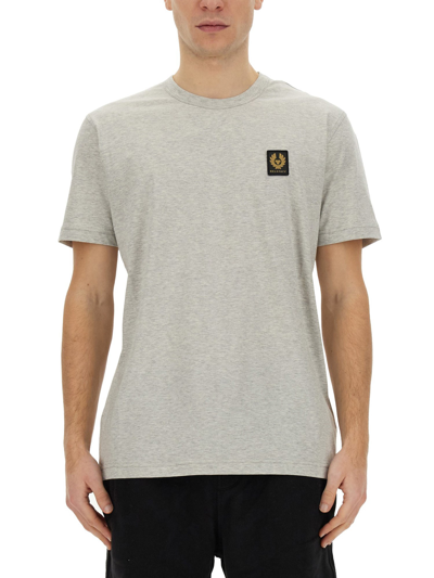 Shop Belstaff T-shirt With Logo Patch In Grey
