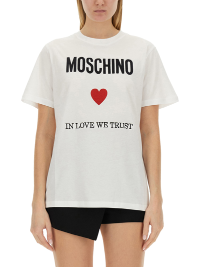 Shop Moschino T-shirt With Logo In White