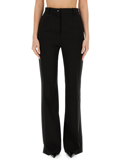 Dolce & Gabbana Flare Leg Trousers With Pockets And Belt Loops In Black