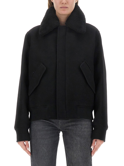 Shop Ami Alexandre Mattiussi Jacket With Shearling Collar In Black