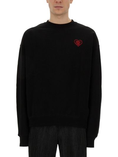 Shop Family First Sweatshirt With Heart Embroidery In Black