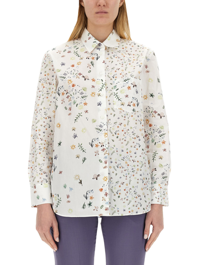 Shop Ps By Paul Smith Floral Print Shirt In White
