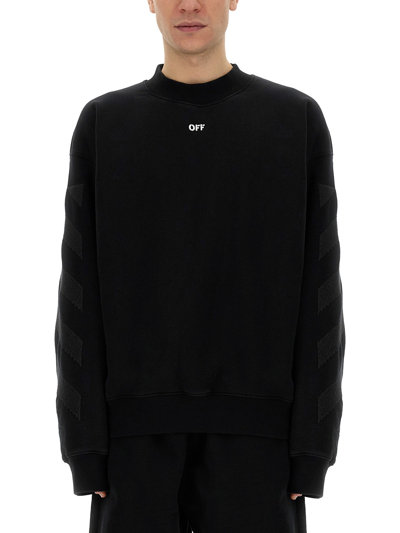 Off-white Logo Printed Crewneck Sweatshirt In Black
