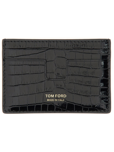 Shop Tom Ford T Line Classic Card Holder In Black