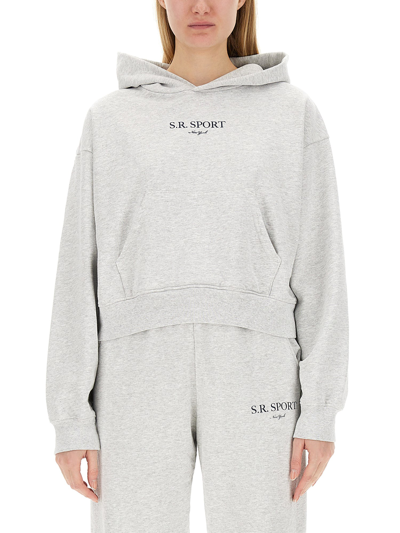 Shop Sporty And Rich Cropped Sweatshirt In Grey