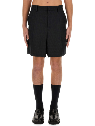 Shop Valentino Bermuda Shorts With All Over "toile Iconographe" Pattern In Black