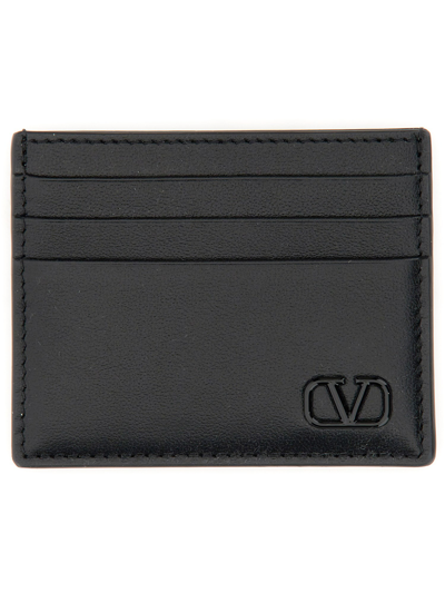 Shop Valentino Card Holder With Logo In Black