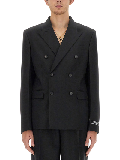 Shop Versace Double-breasted Blazer In Black