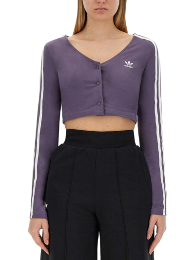 Shop Adidas Originals Tops With Logo In Purple