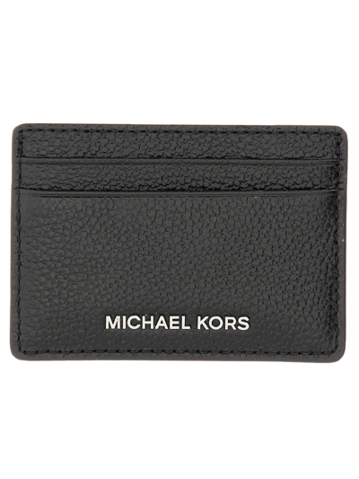 Shop Michael Michael Kors Leather Card Holder In Black